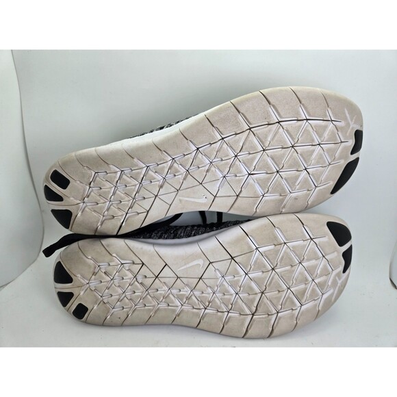 Nike Free RN Flyknit Shoes Womens 7.5 Black White Oreo Running Athletic Sneakers - Picture 7 of 8